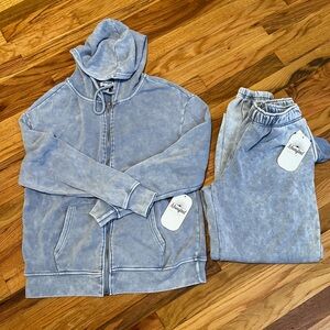 Manifest Offline Blue Hoodie & Jogger Sweatsuit Set Womens Size Medium